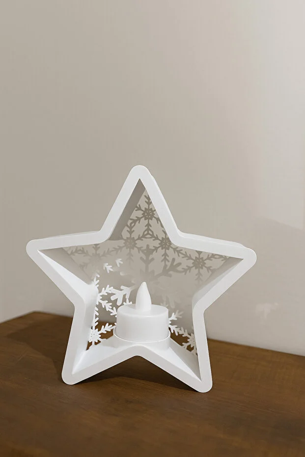 Ledli Dekoratif Kartanesi Yıldız (Mum Dahil). Yılbaşı Süsü. Dekoratif Obje.